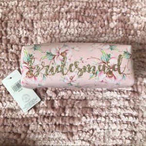 Bridesmaid floral pink make up bag